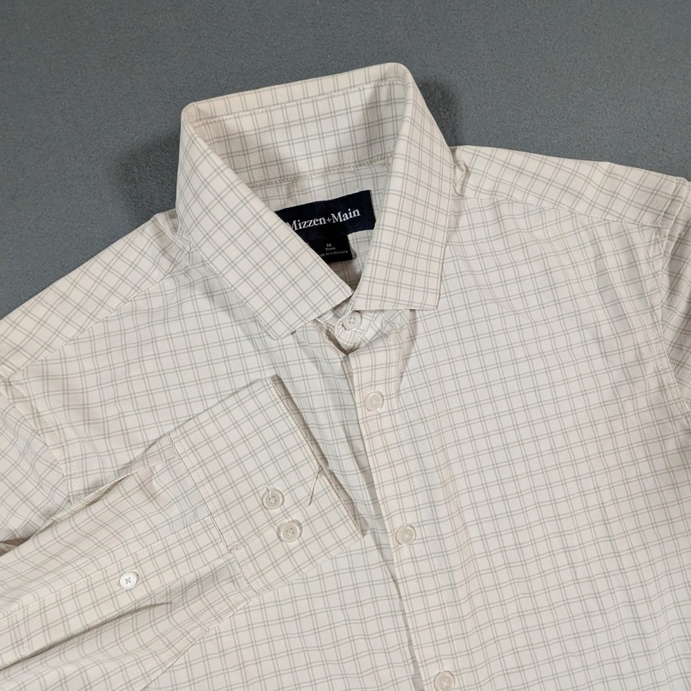 Mizzen + Main Dress Shirt Mens Medium Trim Grid Performance 1WS-1352
